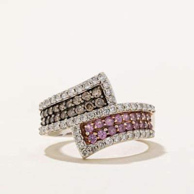 Multi Gemstone Bypass Ring | 0.57ctw | SZ 6.75 |