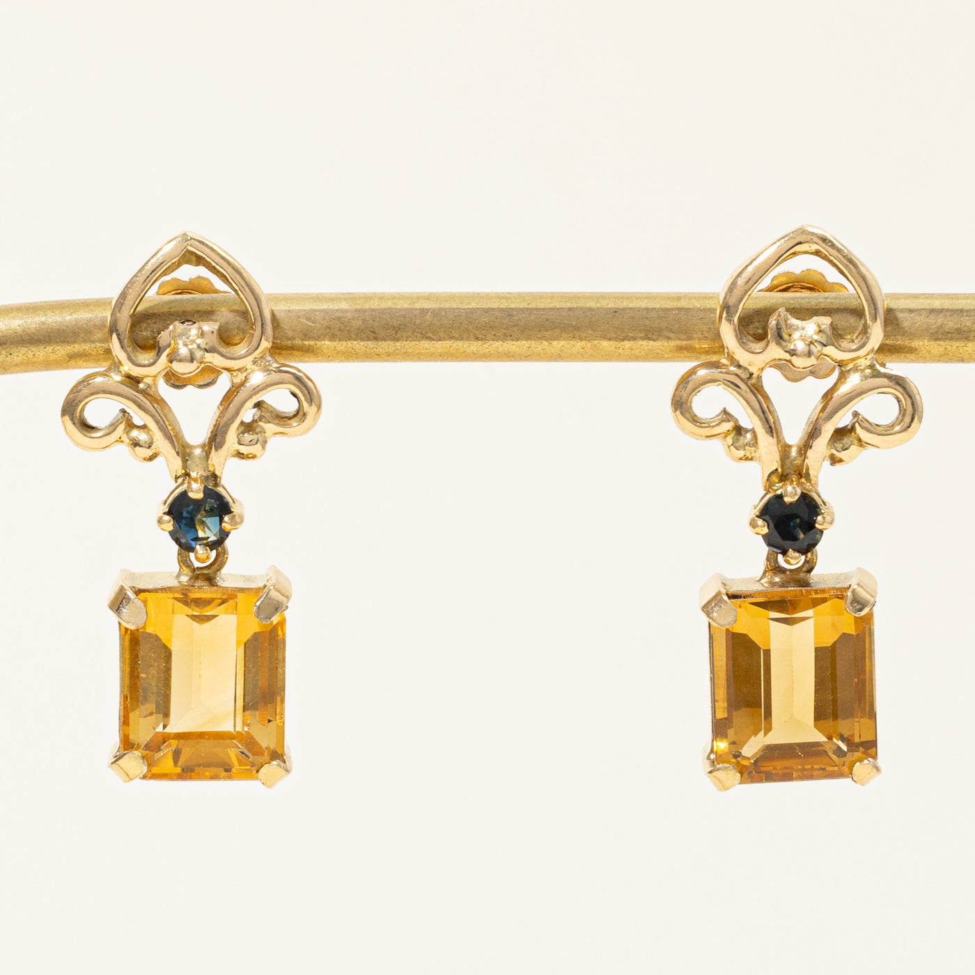 Citrine & Sapphire Earrings | 8.40ctw, 0.46ctw |