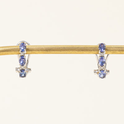 Tanzanite & Diamond Half Hoop Earrings | 0.90ctw, 0.06ctw |