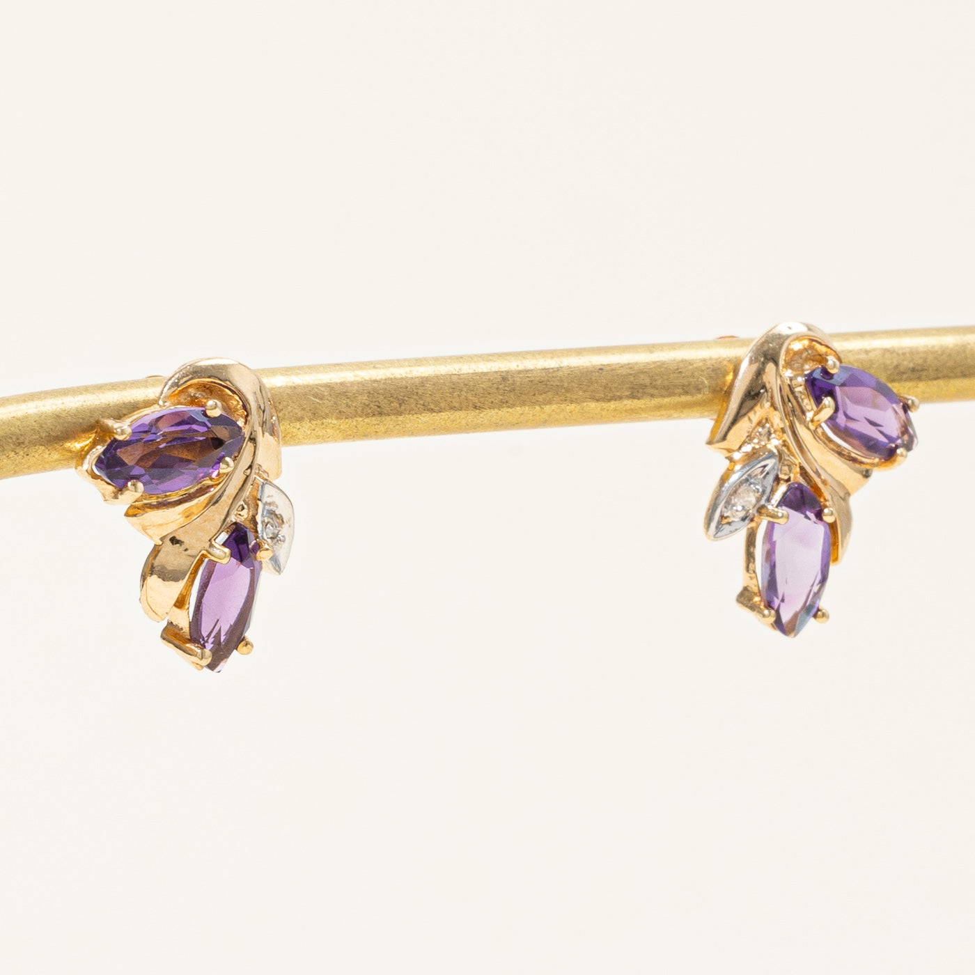Amethyst & Diamond Earrings | 1.50ctw, 0.02ctw |