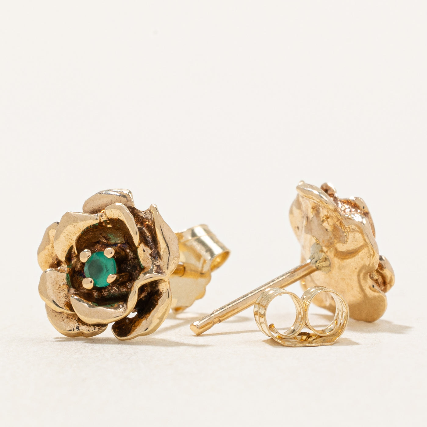 Boucles d'oreilles en onyx vert | 0,04 ct | 