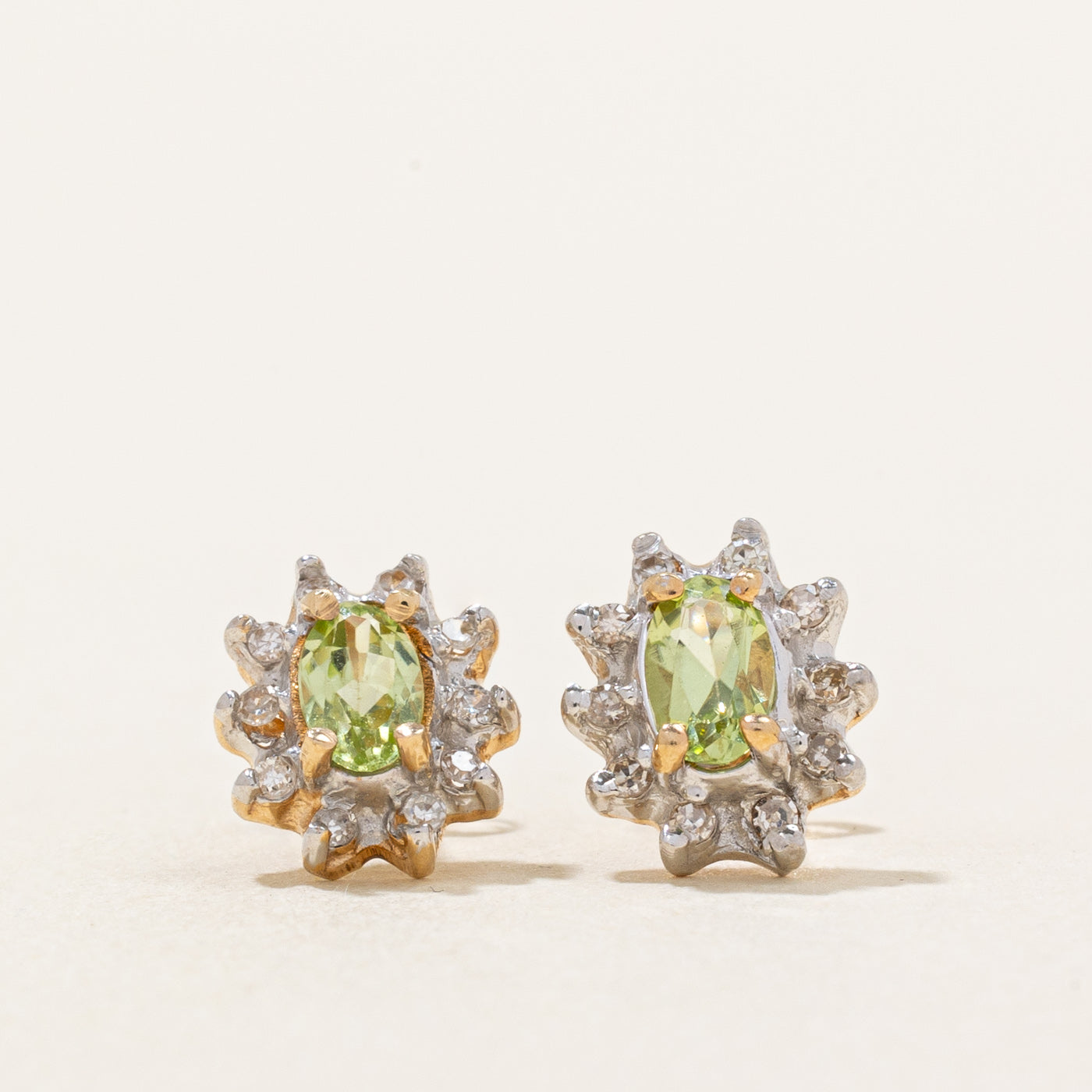 Peridot & Diamond Stud Earrings | 0.40ctw, 0.10ctw |