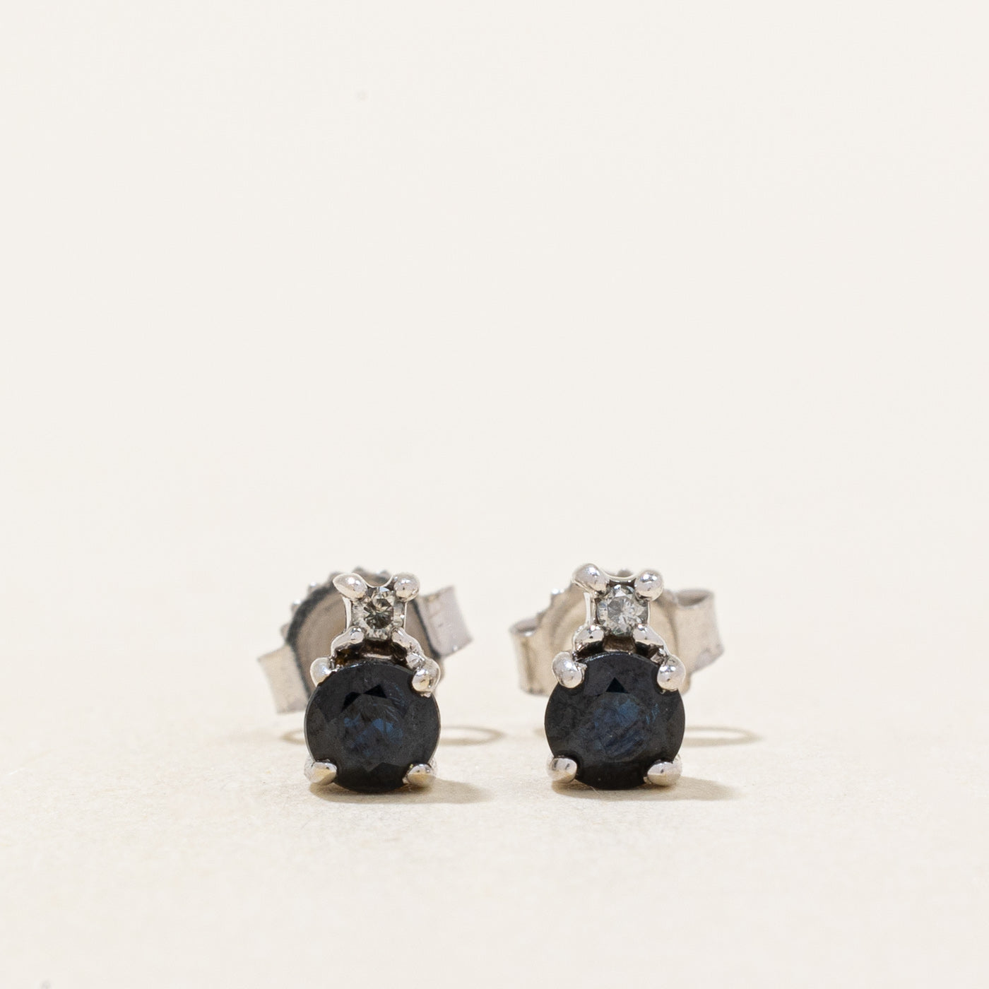 Sapphire & Diamond Stud Earrings | 0.34ctw, 0.02ctw |