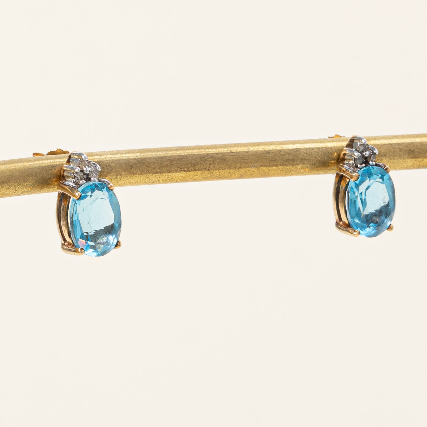 Blue Topaz & Diamond Earrings | 3.00ctw, 0.03ctw |