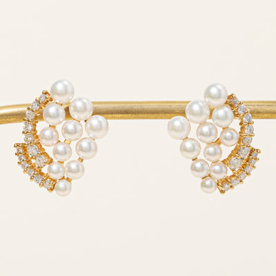 Pearl & Diamond Earrings | 12.76ctw, 1.10ctw |