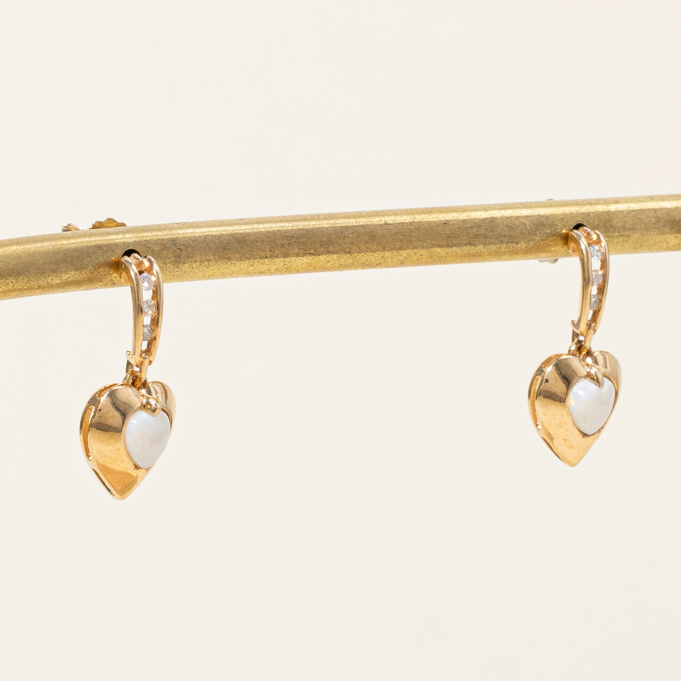 Opal & Diamond Heart Earrings | 0.22ctw, 0.03ctw |