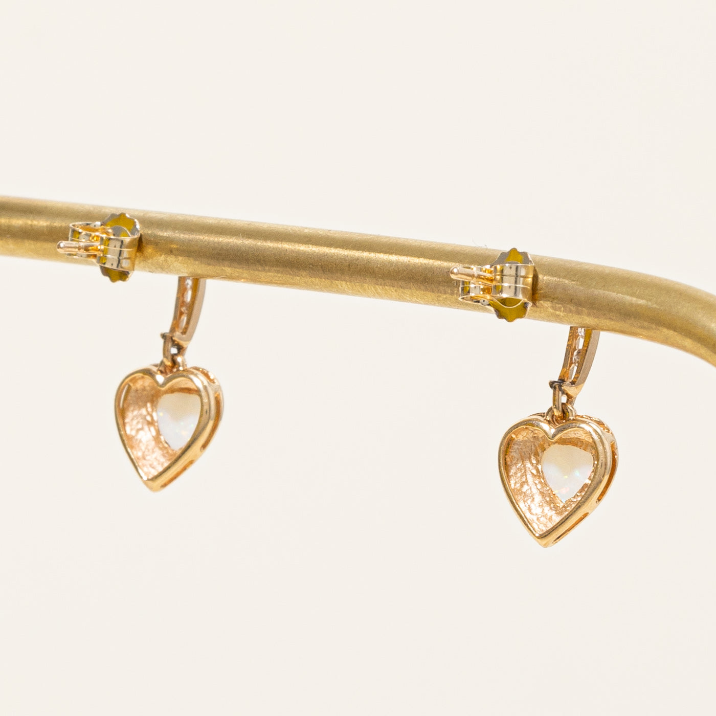 Opal & Diamond Heart Earrings | 0.22ctw, 0.03ctw |