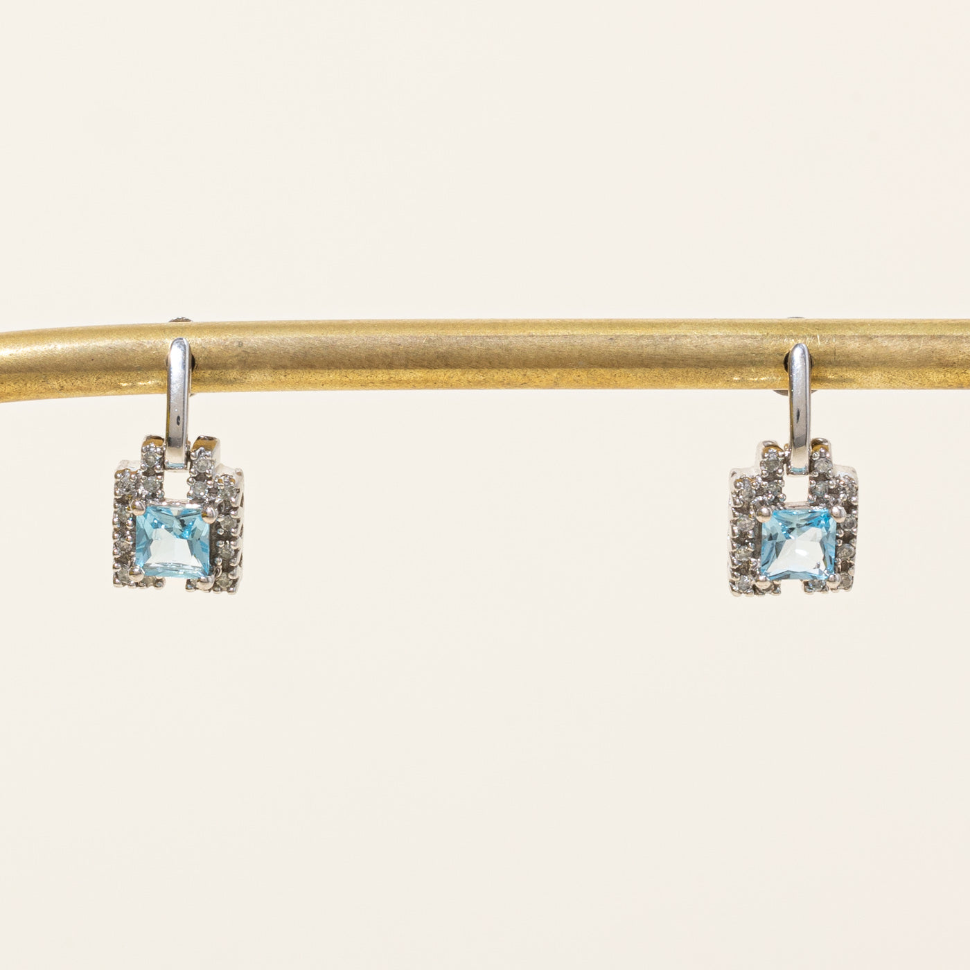 Blue Topaz & Diamond Earrings | 1.00ctw, 0.14ctw |