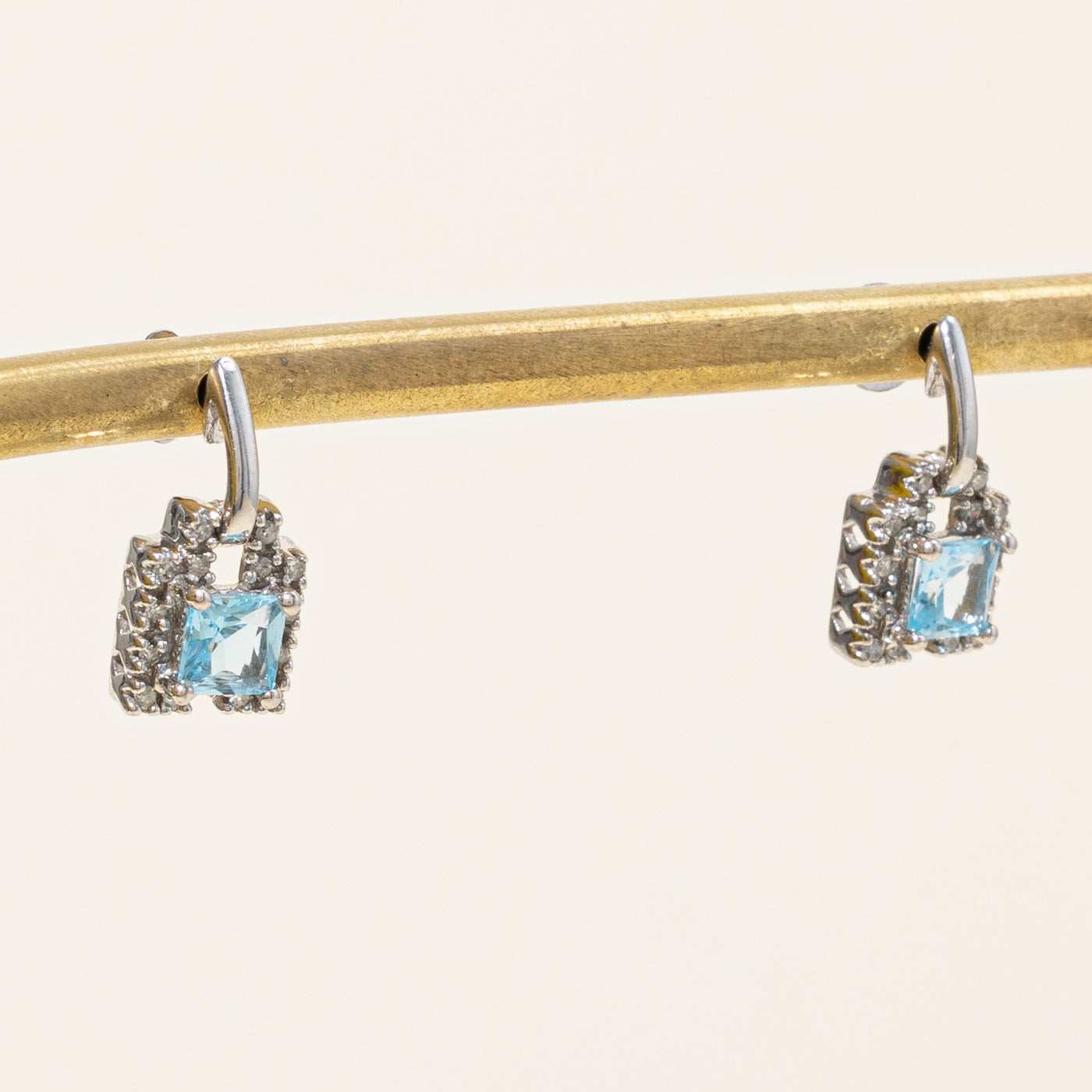 Blue Topaz & Diamond Earrings | 1.00ctw, 0.14ctw |