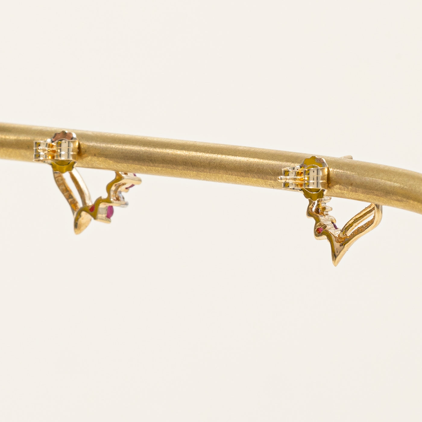 Ruby & Diamond Heart Earrings | 0.15ctw, 0.02ctw |