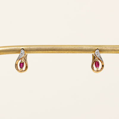 Ruby & Diamond Earrings | 0.12ctw, 0.02ctw |
