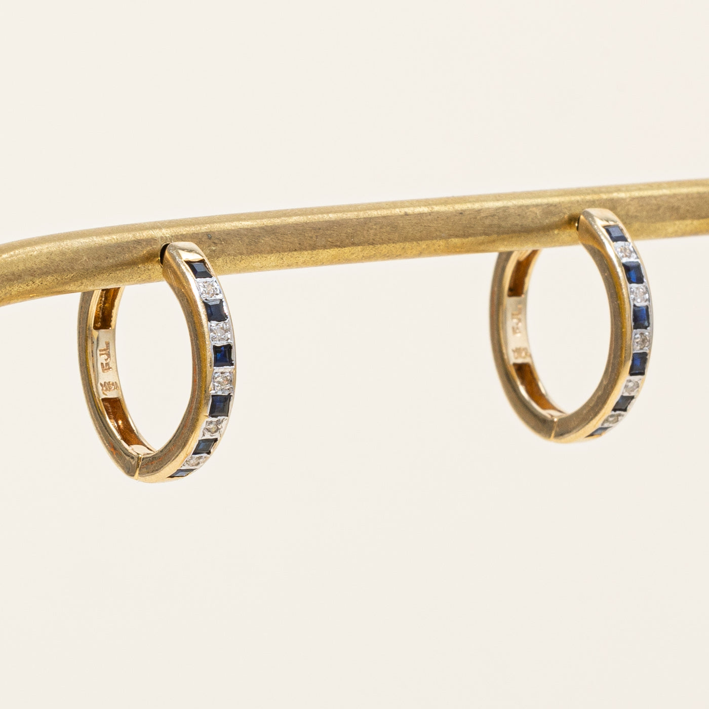 Sapphire & Diamond Hoop Earrings | 0.24ctw, 0.04ctw |