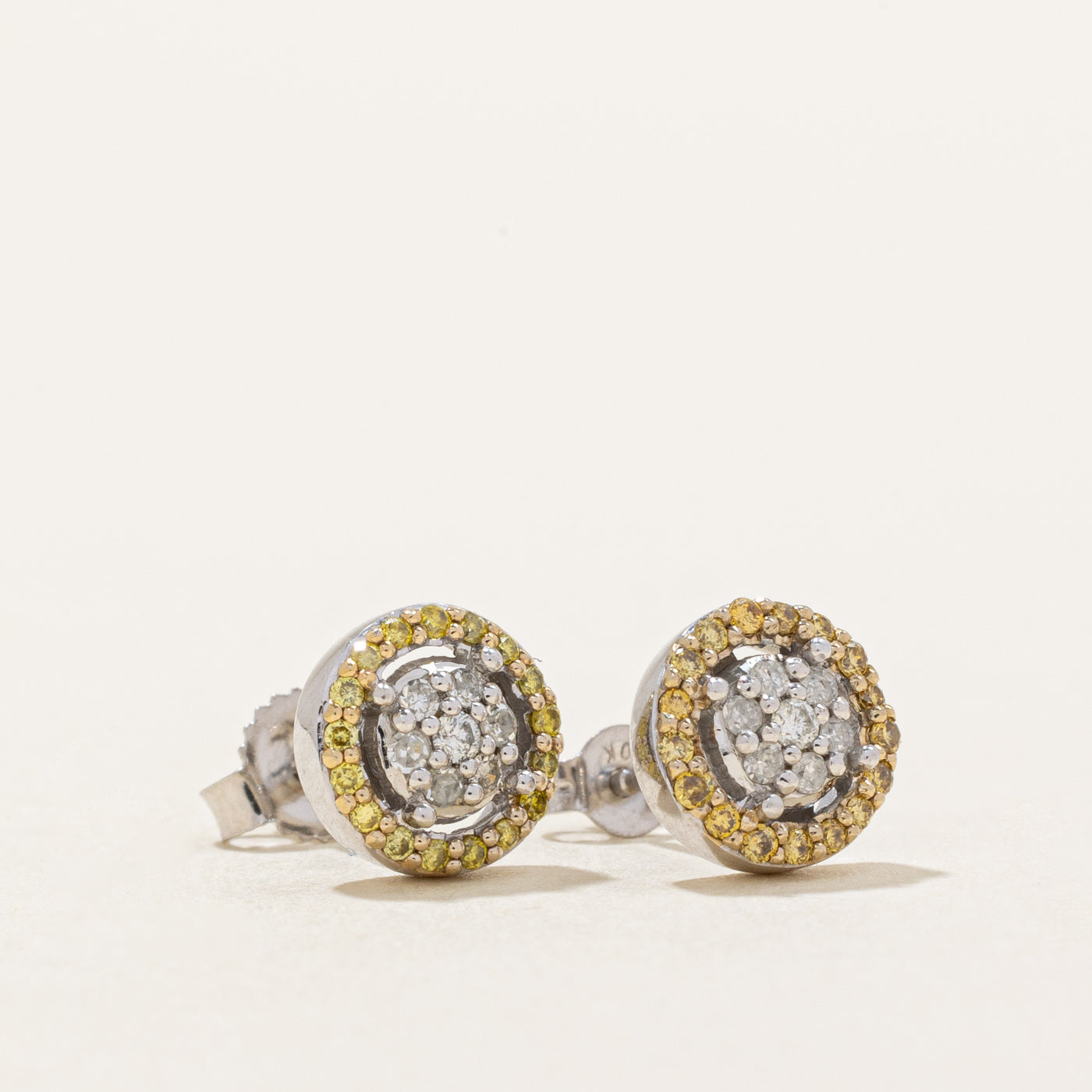 Yellow & White Diamond Earrings | 0.17ctw, 0.08ctw |