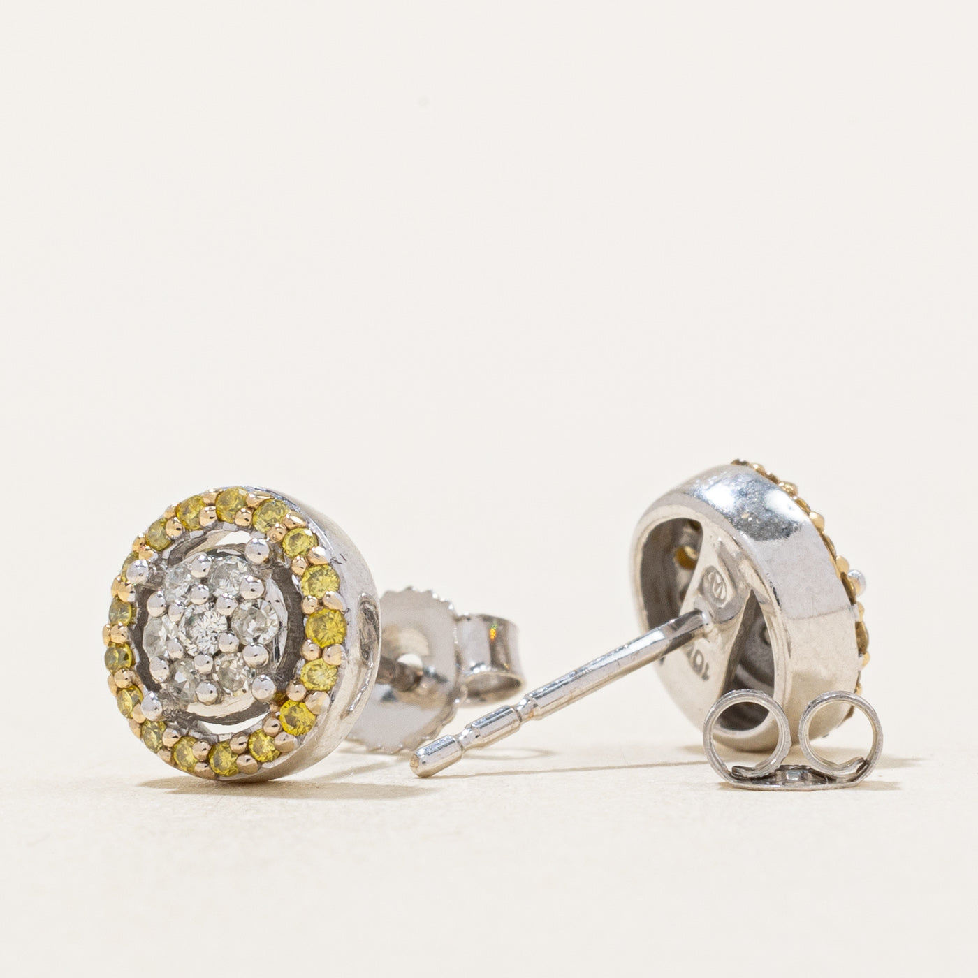 Yellow & White Diamond Earrings | 0.17ctw, 0.08ctw |