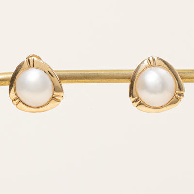 Mabe Pearl Button Earrings