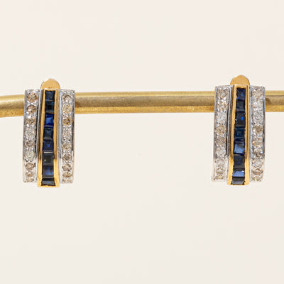 Natural & Synthetic Sapphire & Diamond Earrings | 1.20ctw, 0.83ctw |