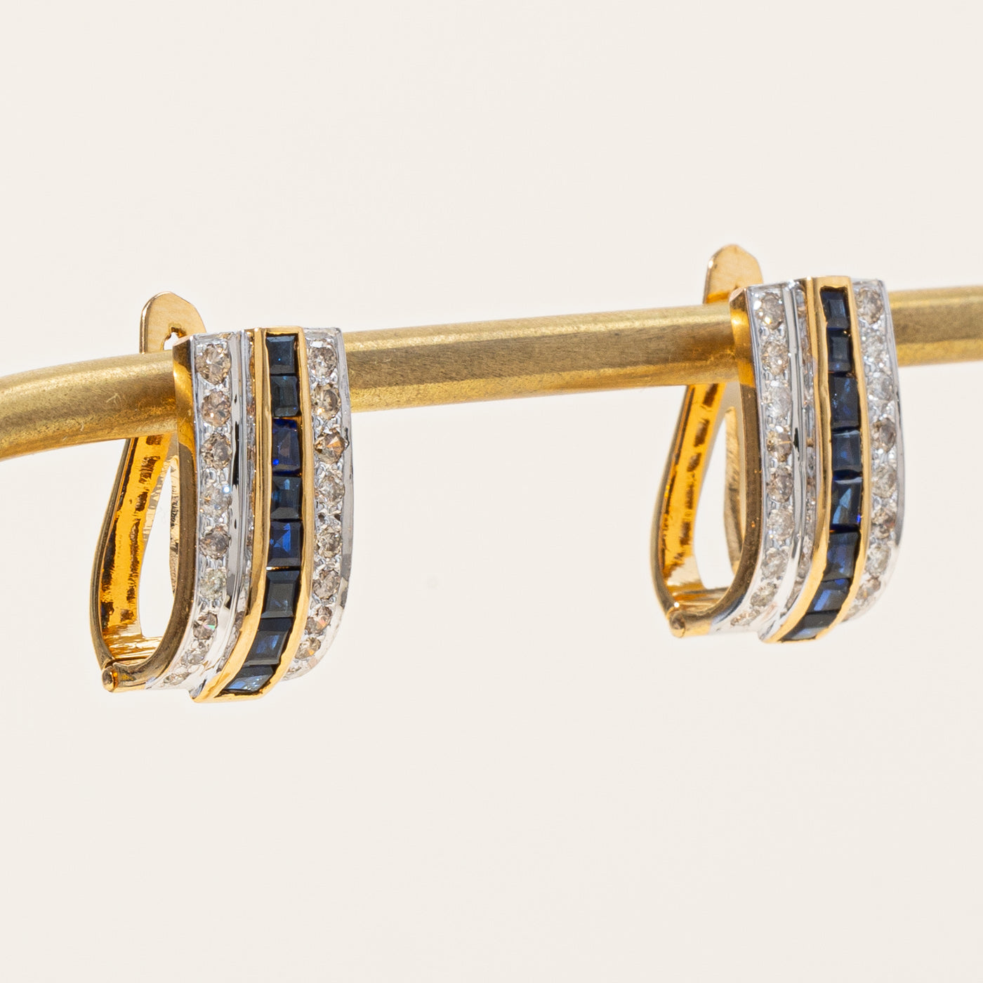 Natural & Synthetic Sapphire & Diamond Earrings | 1.20ctw, 0.83ctw |