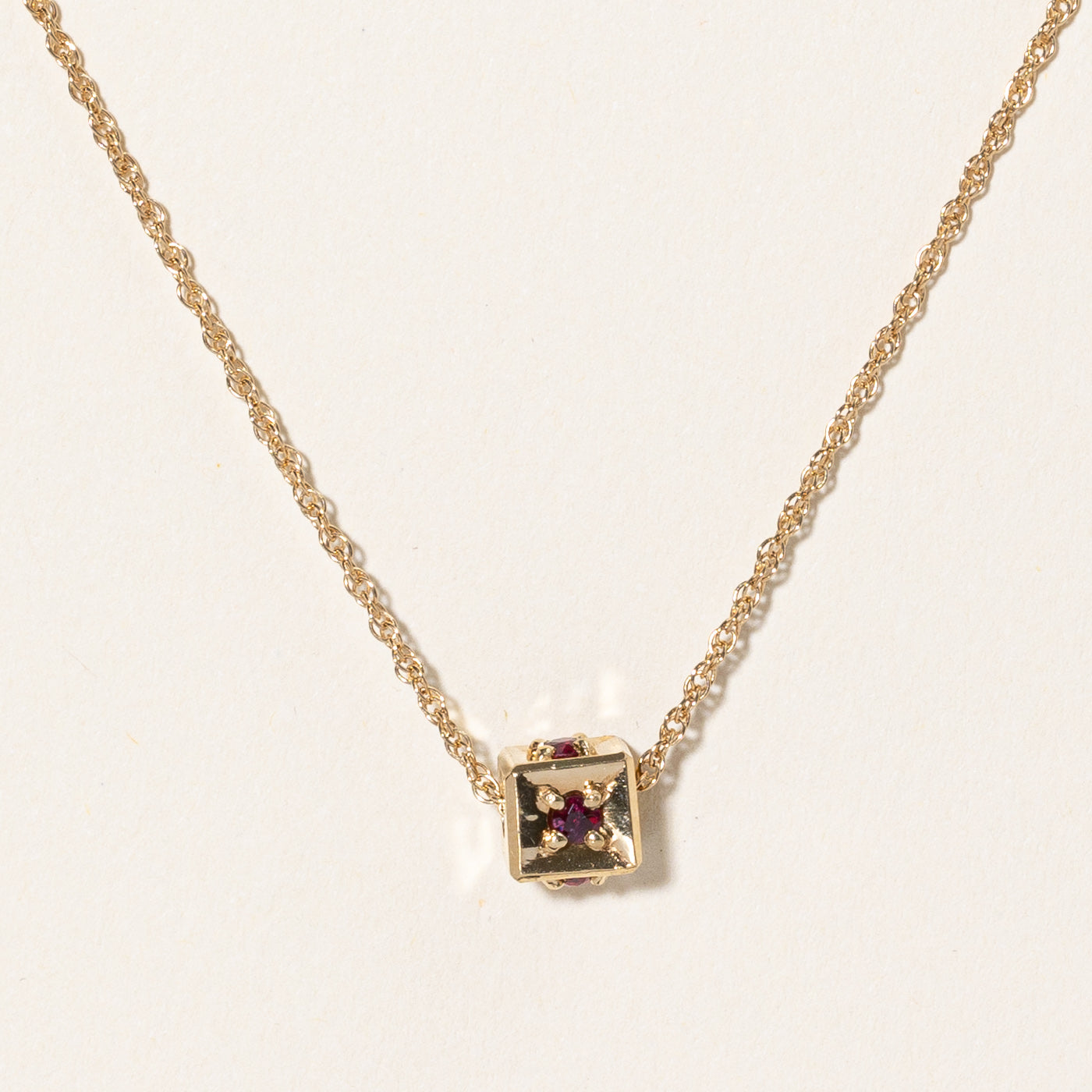 Ruby Cube Pendant Necklace | 0.25ctw | 16" |