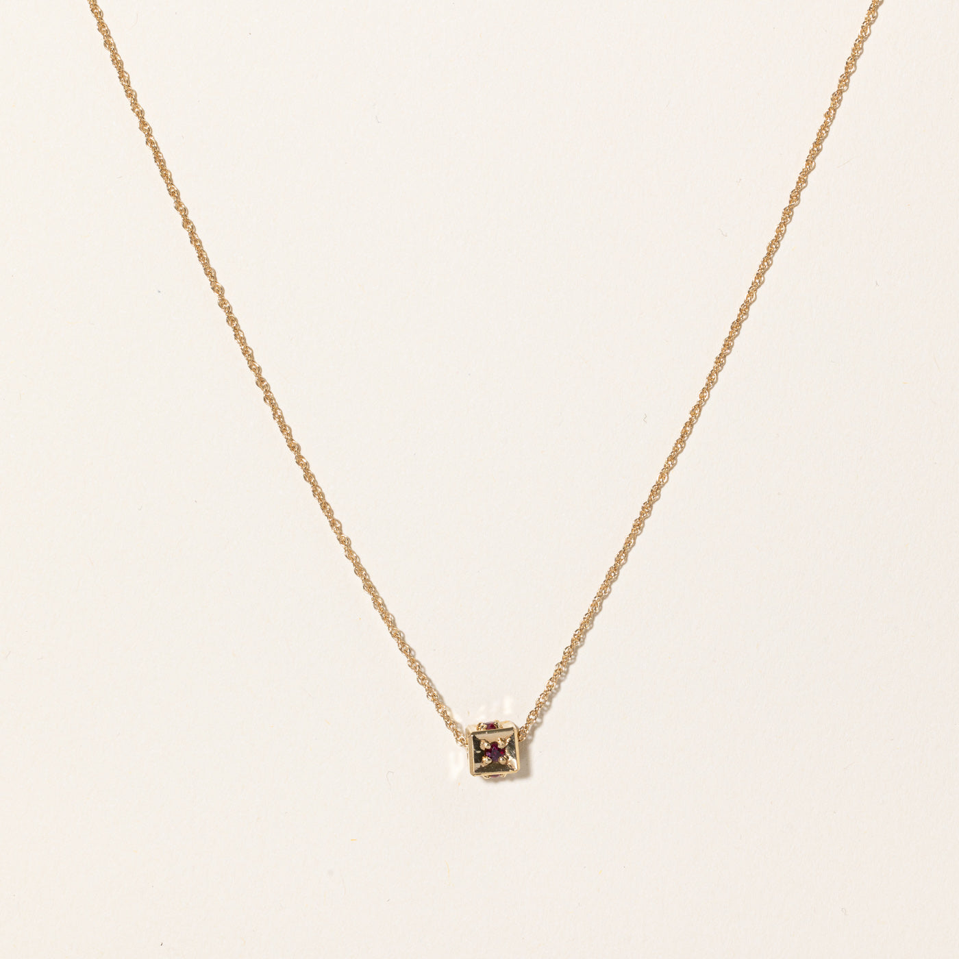 Ruby Cube Pendant Necklace | 0.25ctw | 16" |