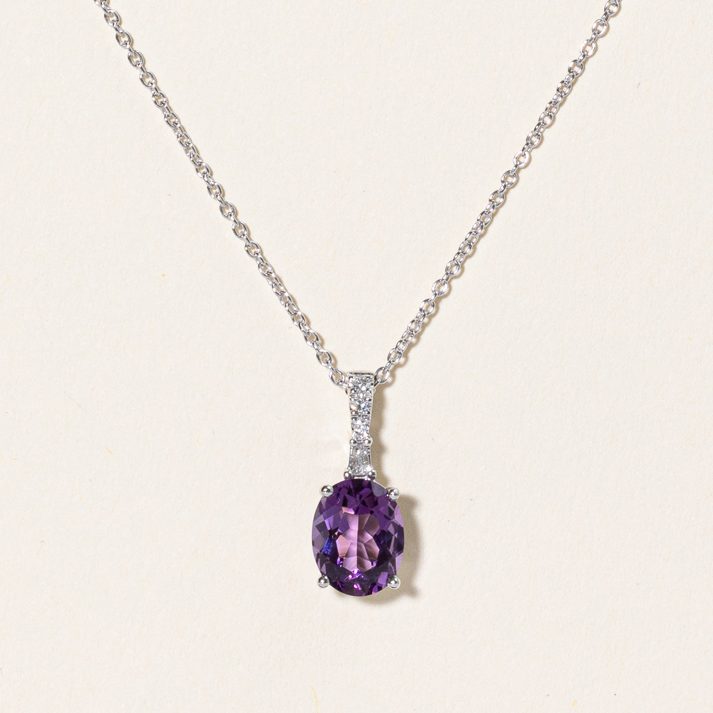 Amethyst & Diamond Pendant Necklace | 1.40ct, 0.05ctw | 20" |