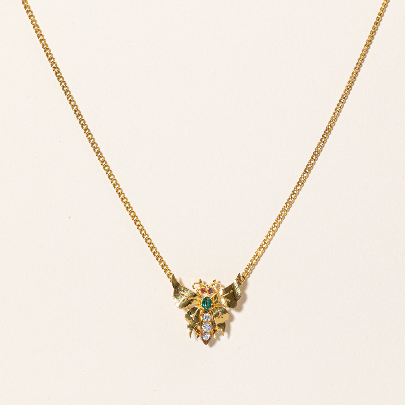 Multi Gemstone Butterfly Pendant Choker | 0.30ctw | 14" |