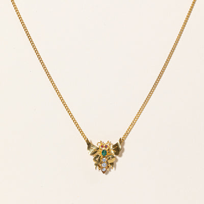 Multi Gemstone Butterfly Pendant Choker | 0.30ctw | 14