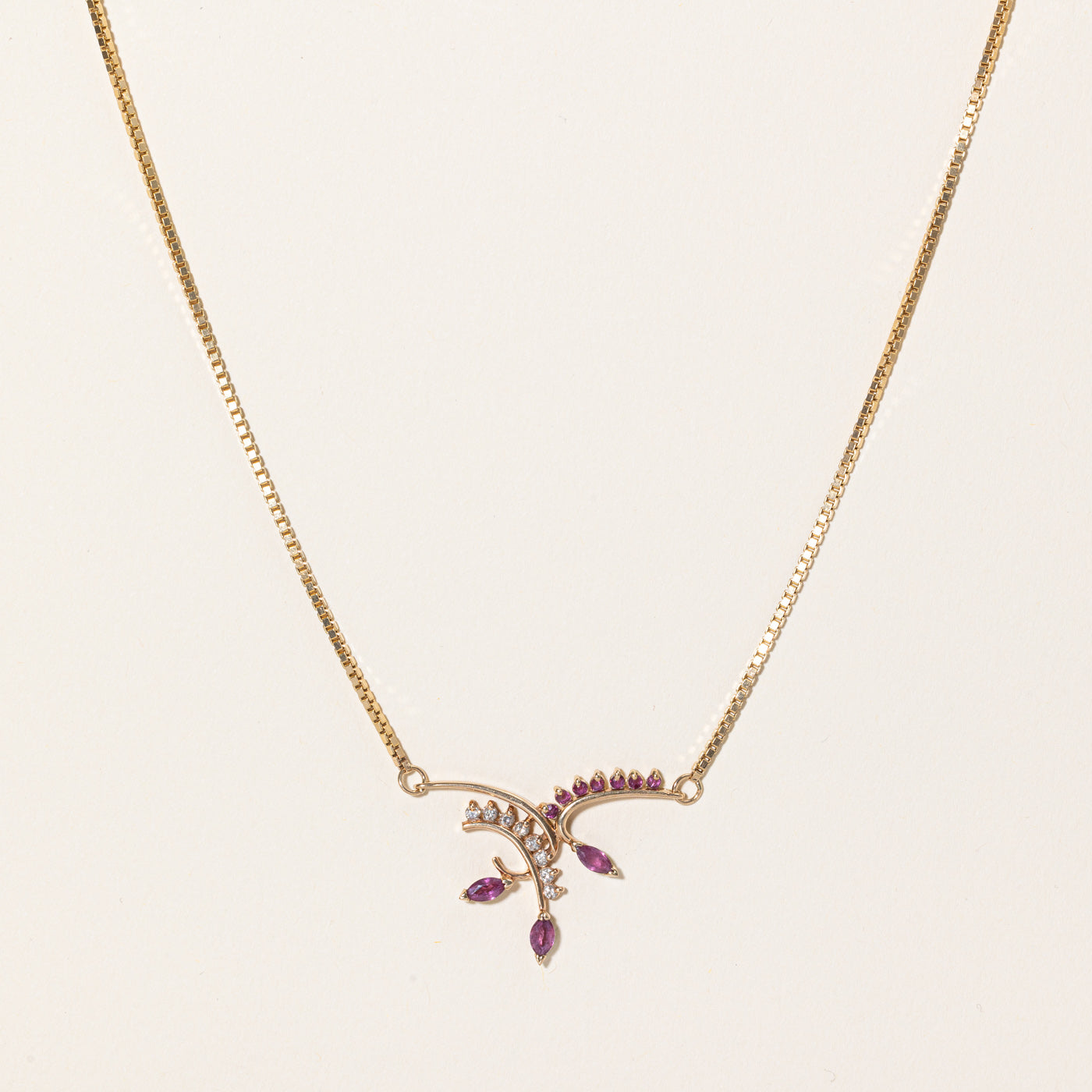 Ruby & Diamond Pendant Necklace | 0.80ctw, 0.16ctw | 18" |