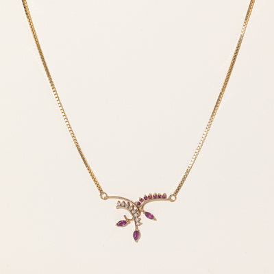 Ruby & Diamond Pendant Necklace | 0.80ctw, 0.16ctw | 18