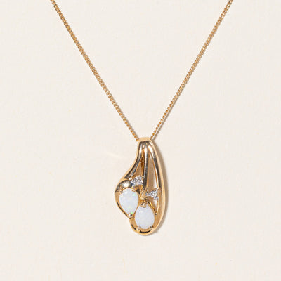 Opal & Diamond Pendant Necklace | 0.36ct, 0.01ctw | 18