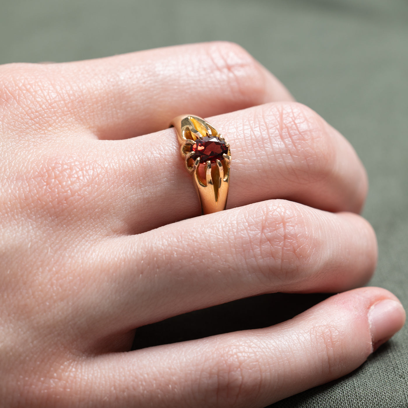 1888 Birmingham Oval Cut Garnet Ring | 0.85ct | SZ 9.5