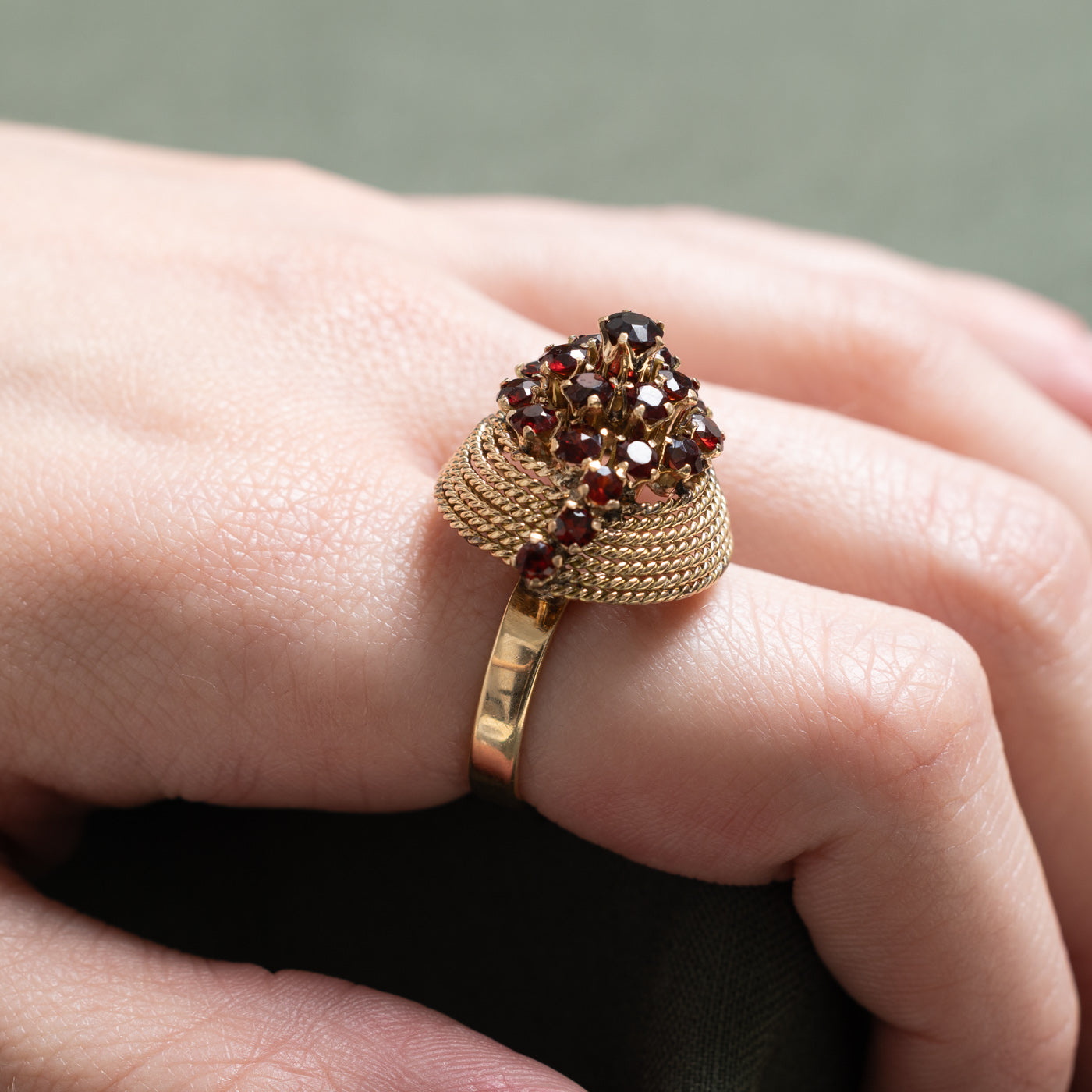 Garnet Cluster Cone Cocktail Ring | 2.50ctw | SZ 6.5