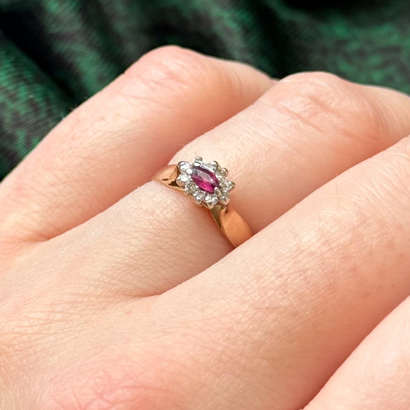 Ruby & Diamond Halo Ring | 0.10ct, 0.05ctw | SZ 4 |