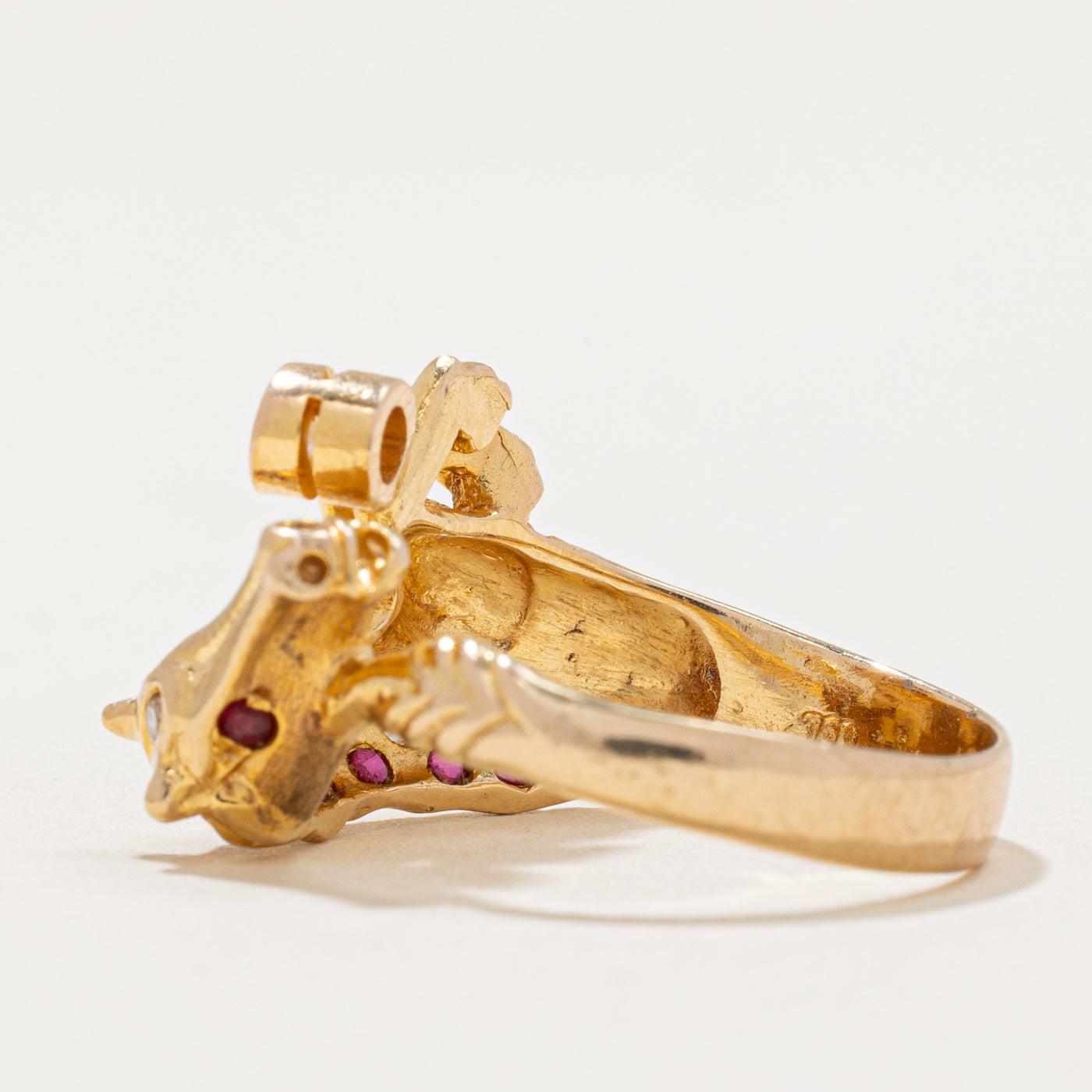 Diamond & Ruby Horse Ring | 0.13ctw, 0.04ctw | SZ 6.75 |