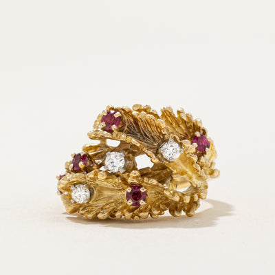 Ruby & Diamond Abstract Ring | 0.32ctw, 0.18ctw | SZ 5.5 |