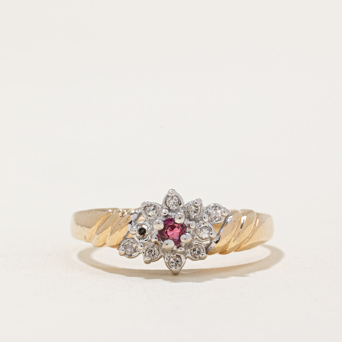 Diamond & Ruby Ring | 0.05ctw, 0.05ct | SZ 8.25