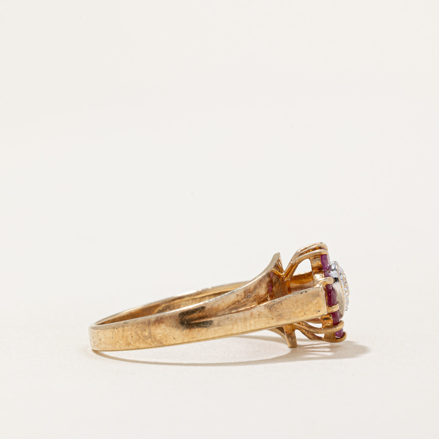 Ruby & Diamond Heart Ring | 0.15ctw, 0.005ct | SZ 6 |