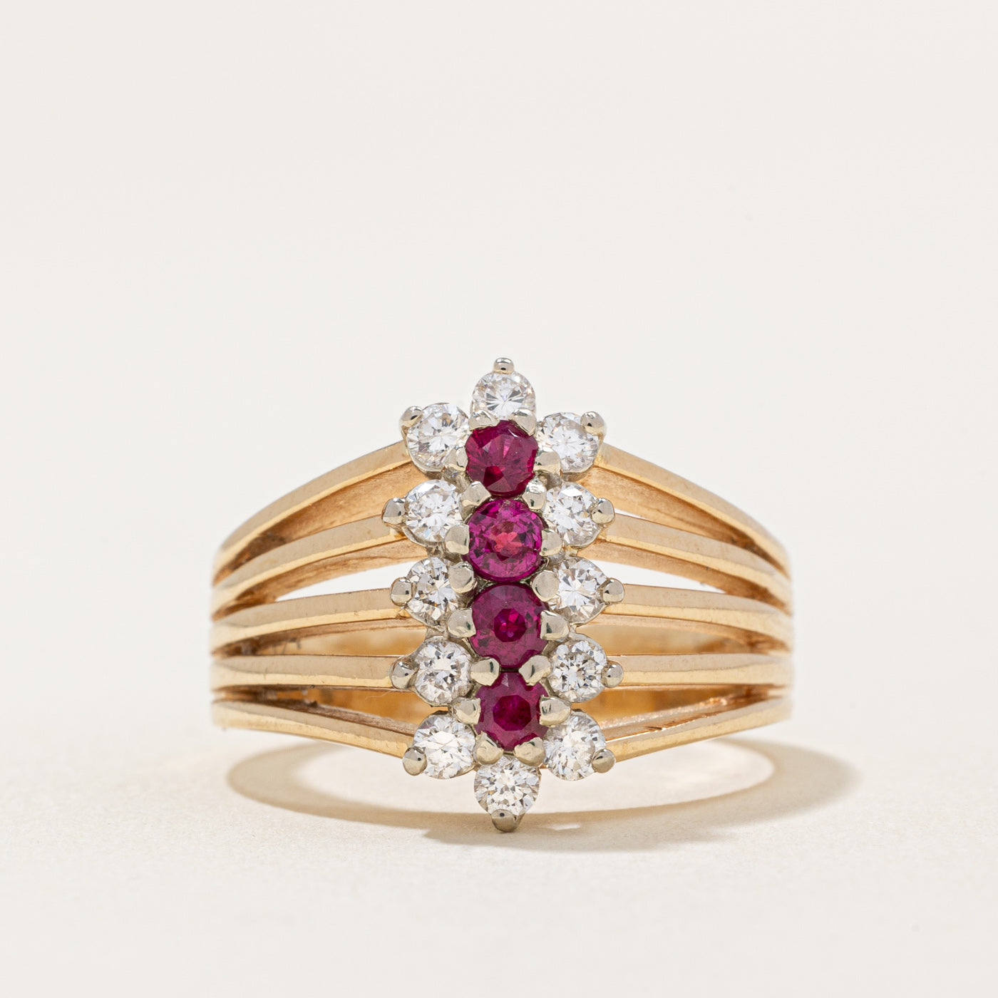 Diamond & Ruby Cocktail Ring | 0.24ctw, 0.22ctw | SZ 6.75 |