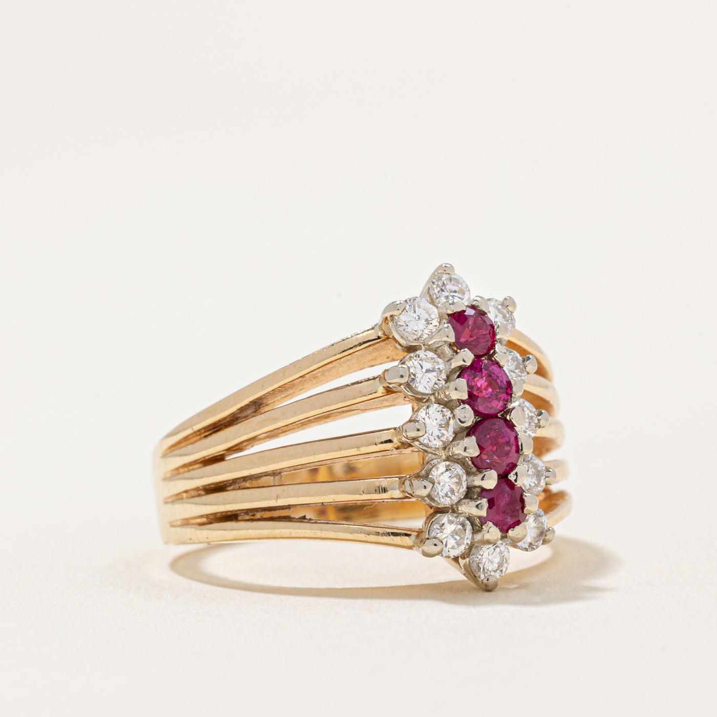 Diamond & Ruby Cocktail Ring | 0.24ctw, 0.22ctw | SZ 6.75 |