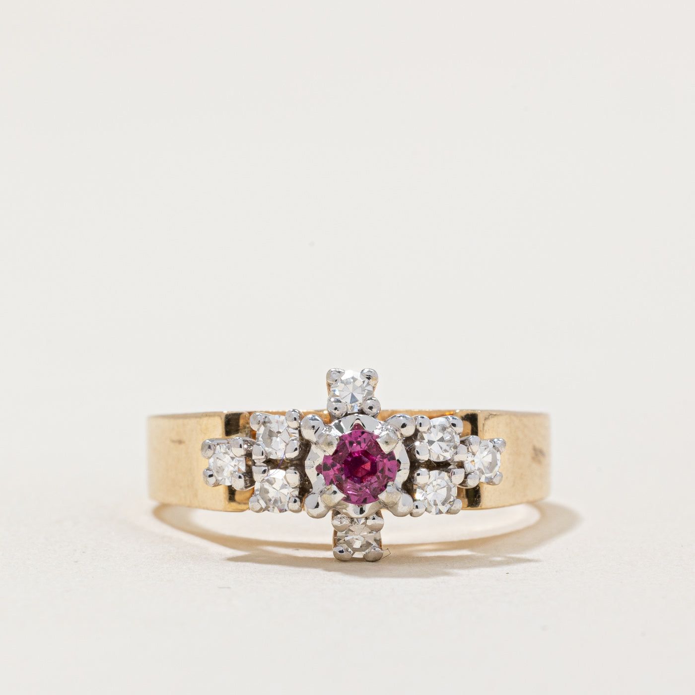 Ruby & Diamond Cocktail Ring | 0.12ct, 0.12ctw | SZ 6 |