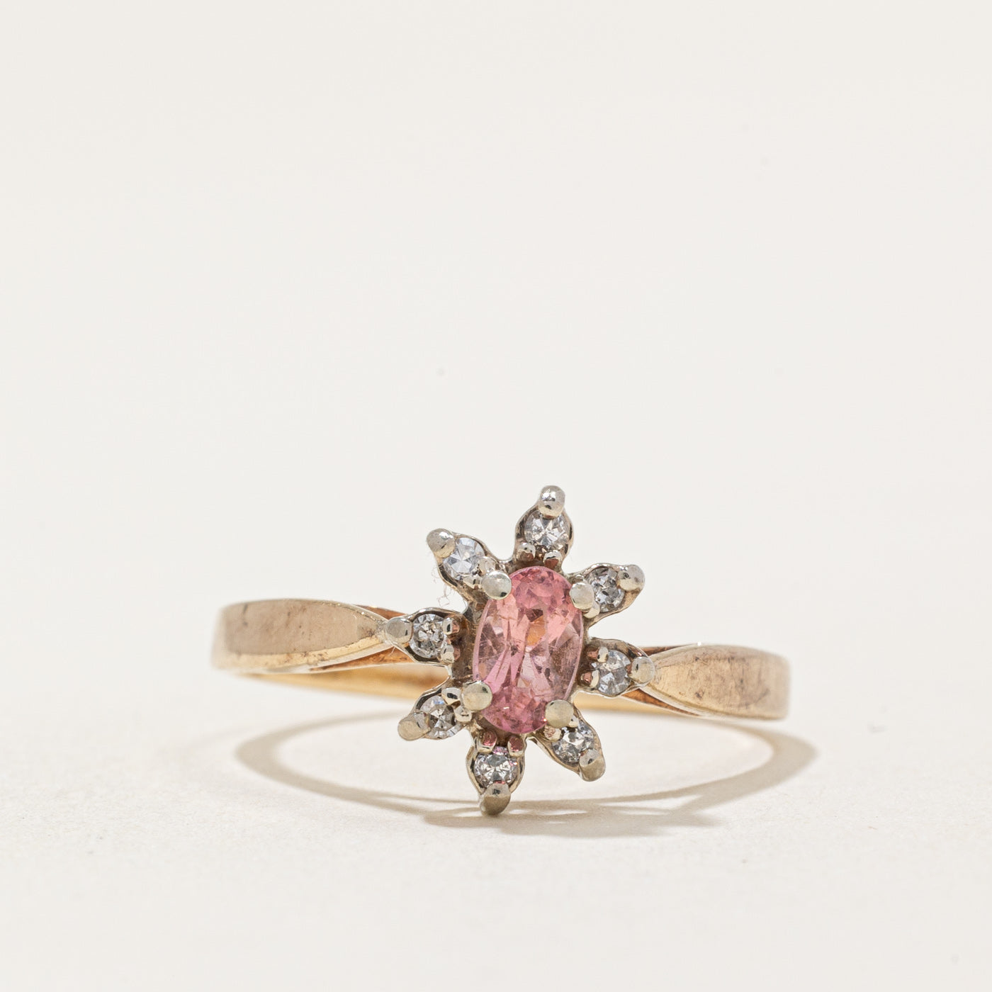 Pink Tourmaline & Diamond Halo Ring | 0.15ct, 0.04ctw | SZ 5.75 |