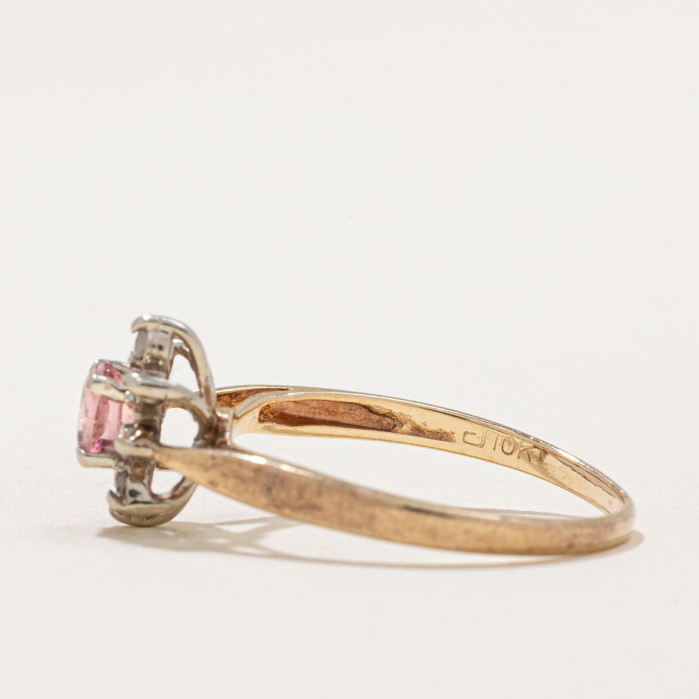 Pink Tourmaline & Diamond Halo Ring | 0.15ct, 0.04ctw | SZ 5.75 |