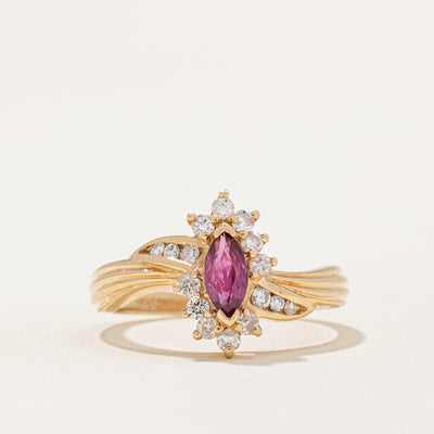 Ruby & Diamond Halo Ring | 0.32ct, 0.24ctw | SZ 8 |