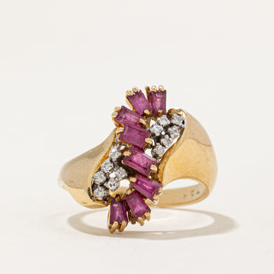 Ruby & Diamond Waterfall Ring | 1.20ctw, 0.06ctw | SZ 7.25 |