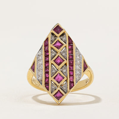 Ruby & Diamond Cocktail Ring | 0.50ctw, 0.10ctw | SZ 6.5 |