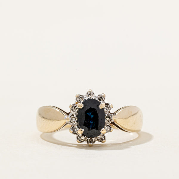 Sapphire & Diamond Halo Ring | 0.85ct, 0.08ctw | SZ 6.75 |