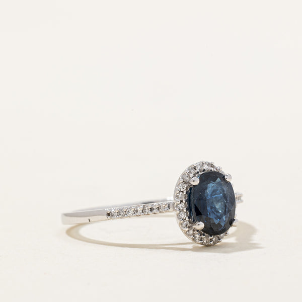 Sapphire & Diamond Halo Ring | 0.88ct, 0.08ctw | SZ 6.5 |