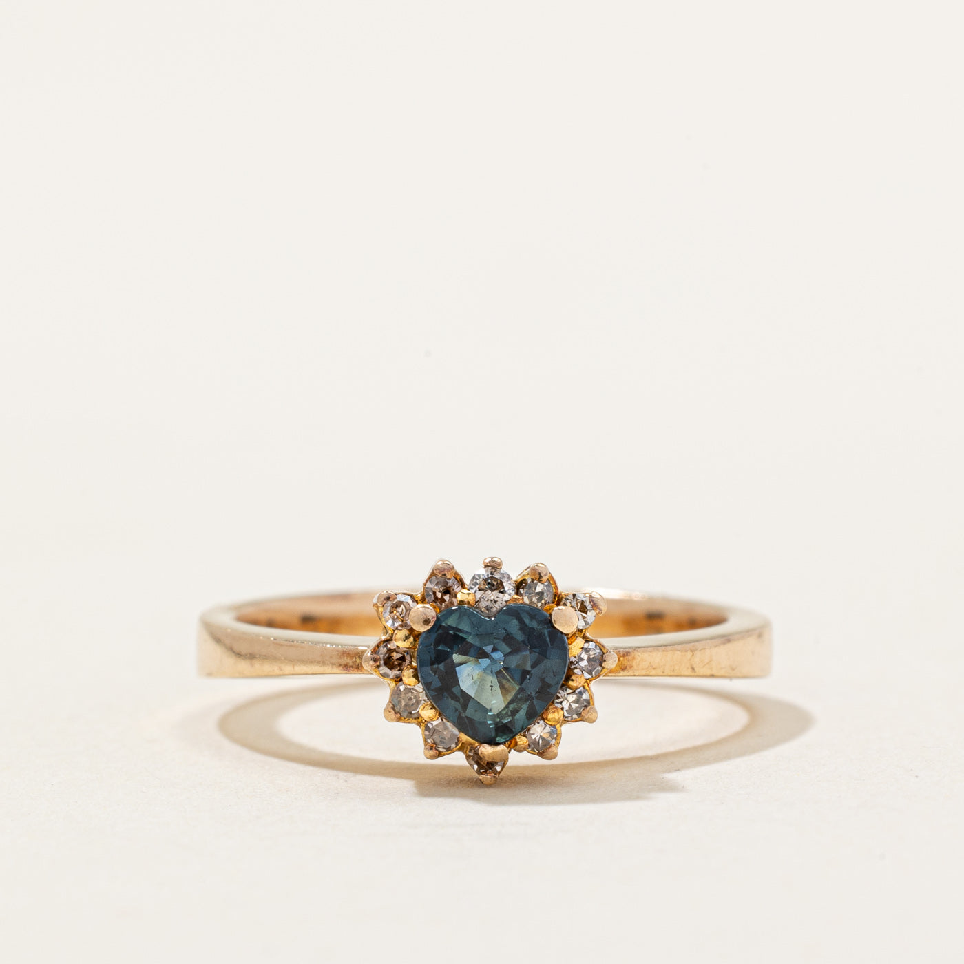 Sapphire & Diamond Halo Heart Ring | 0.30ct, 0.10ctw | SZ 5.75 |