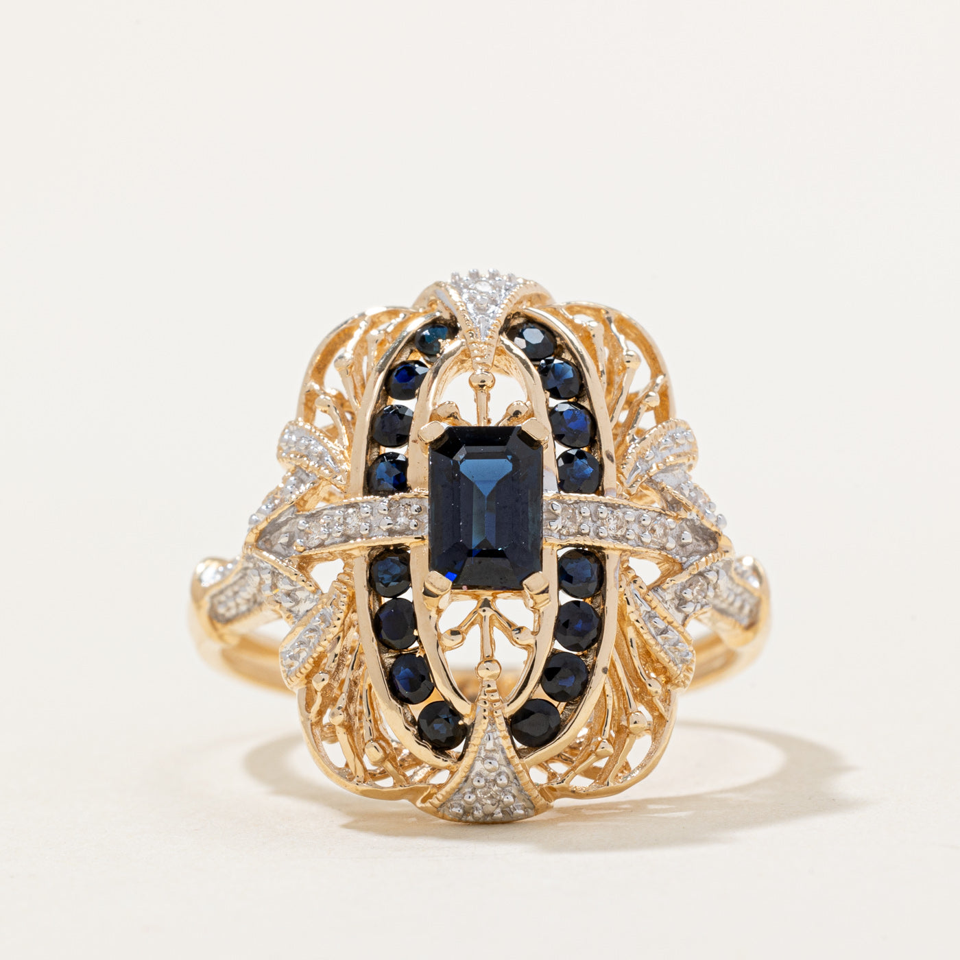 Sapphire & Diamond Cocktail Ring | 1.36ctw, 0.05ctw | SZ 9.75 |