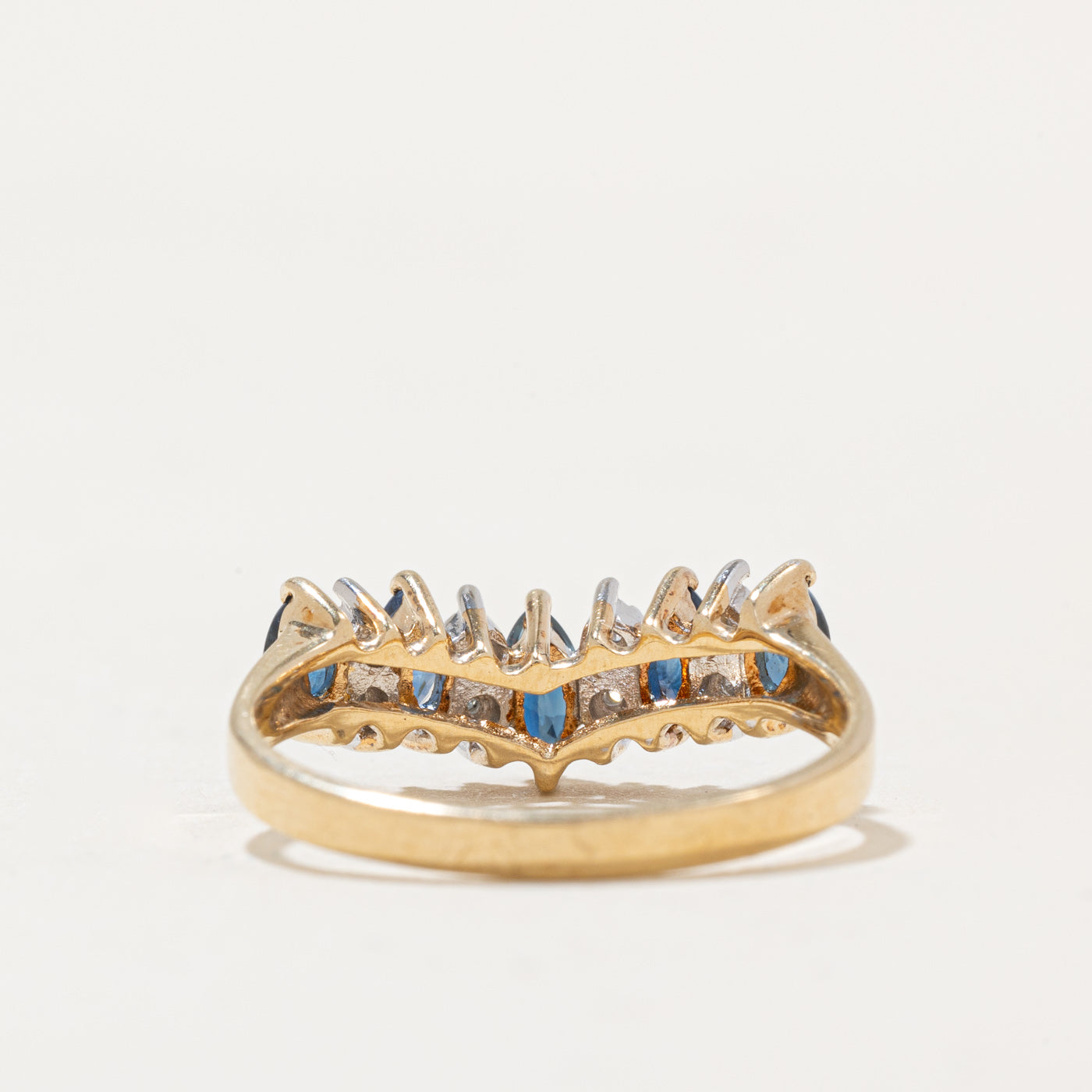 Sapphire & Diamond Chevron Ring | 1.00ctw, 0.03ctw | SZ 6.75 |