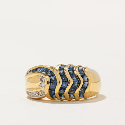 Sapphire & Diamond Waterfall Ring | 0.80ctw, 0.03ctw | SZ 6 |